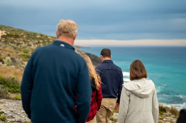People walking on a beach on Kangaroo Island