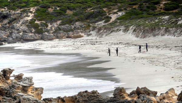 Fisherman on a beach on Kangaroo Island
