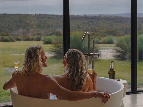 Couple enjoying winter accomodations on Kangaroo Island