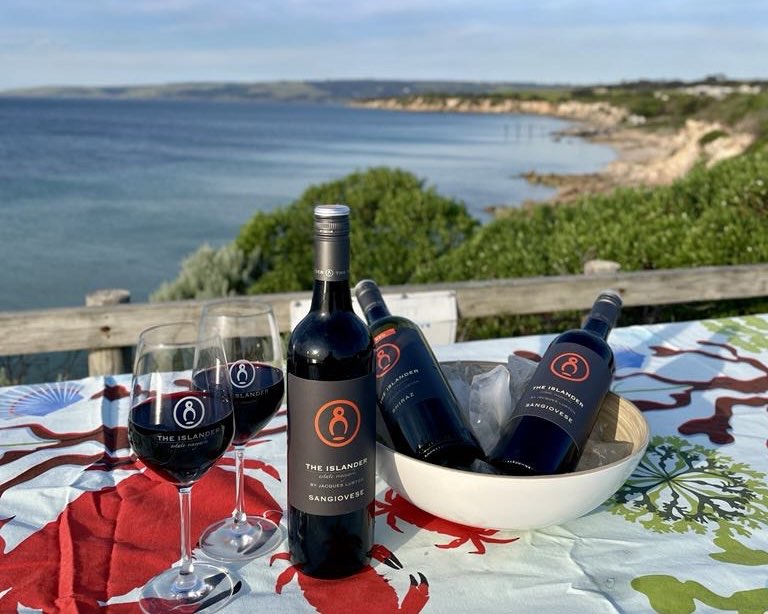 Sangiovese chilling on ice overlooking the Kangaroo Island coast